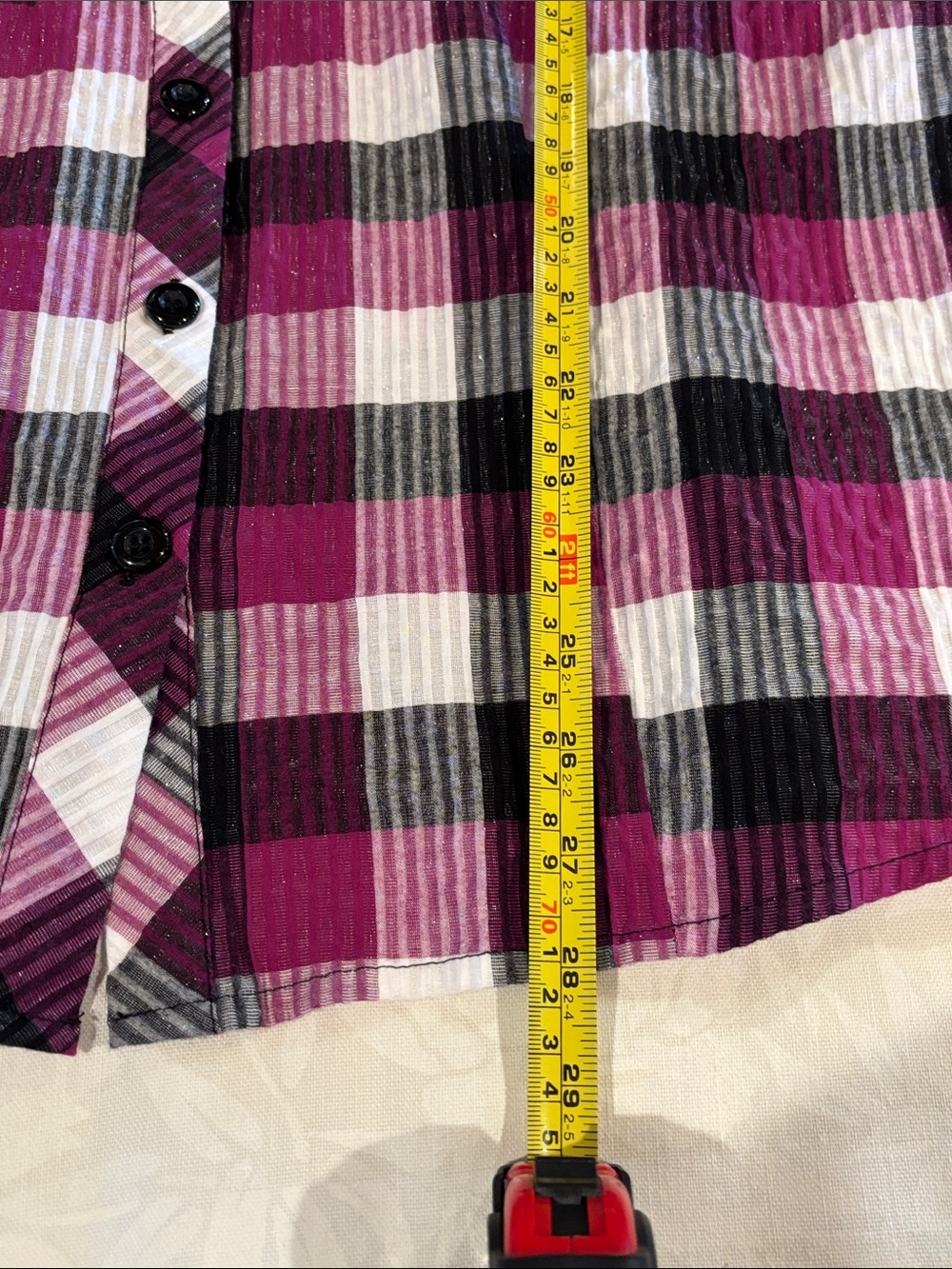 Cato Magenta, Black & White Plaid Button-Up Shirt size 22/24W - Picture 11 of 13
